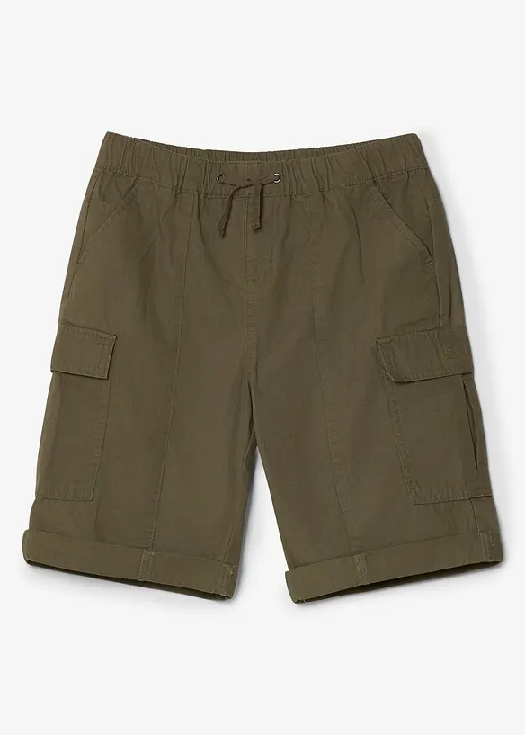 Pull on-bermudashorts i 100% bomull med cargolommer, Regular fit, bonprix