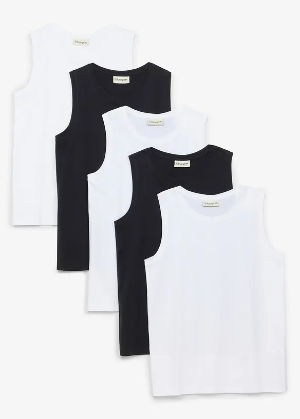 Singlet med &oslash;kologisk bomull (5-pack), bonprix