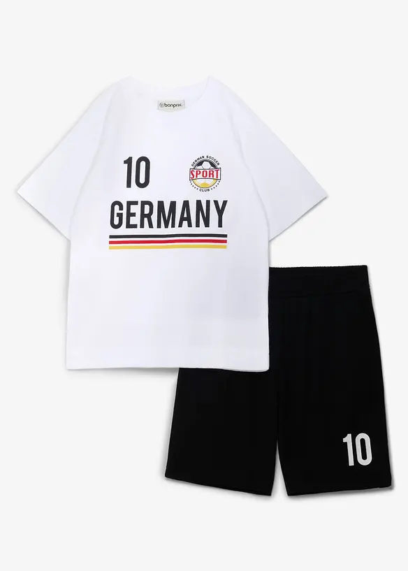 T-skjorte og jersey bermudashorts i myk, &oslash;kologisk bomull (2-delt sett), bonprix