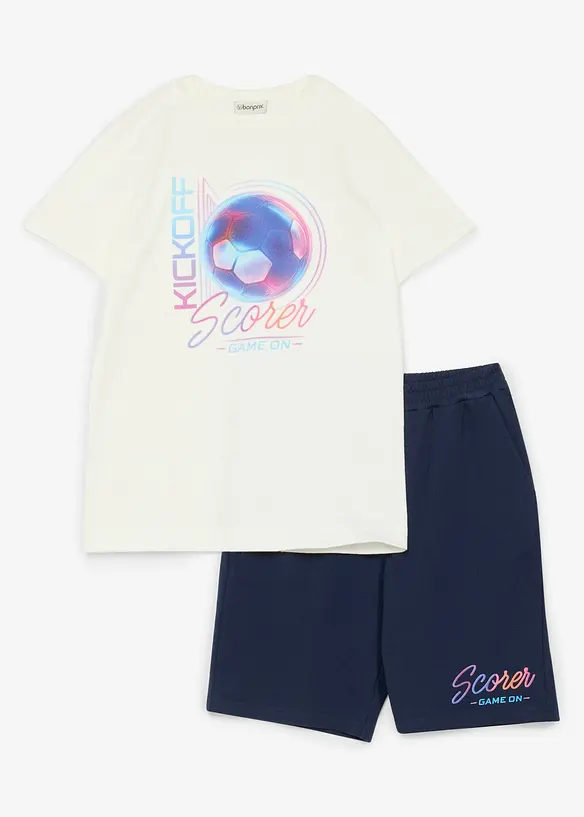 T-skjorte og sweat-bermudashorts av 100% &oslash;kologisk bomull (sett i 2 deler), bonprix