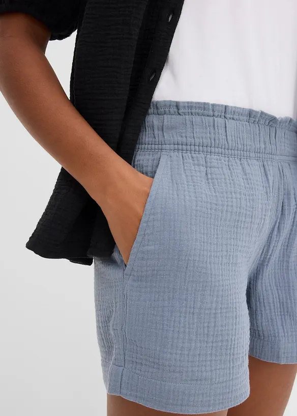 Musselin-shorts i 100% bomull, bonprix
