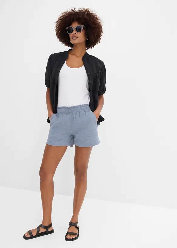 Musselin-shorts i 100% bomull, bonprix