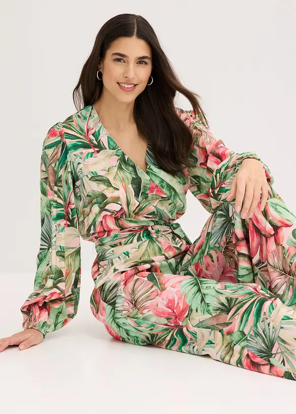 Jumpsuit med dyp utringning, bonprix