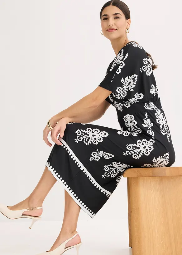 Jerseykjole med dyp utringning, bonprix