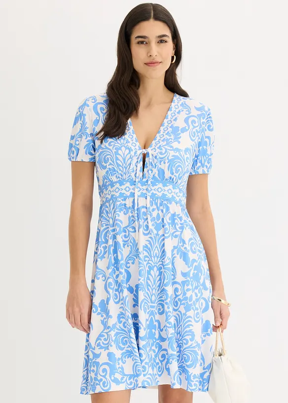 Jerseykjole med dyp utringning, bonprix