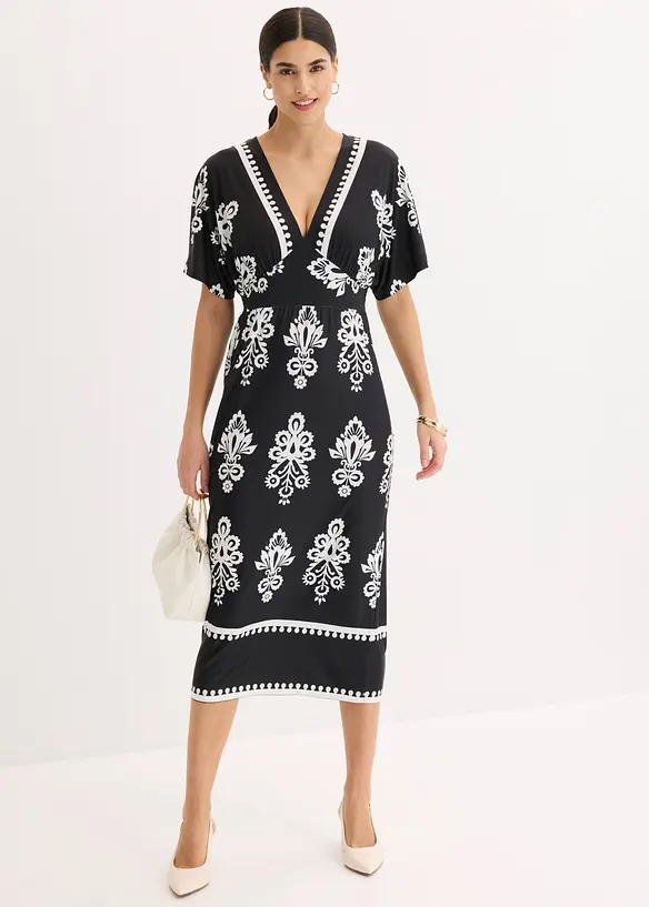 Jerseykjole med dyp utringning, bonprix