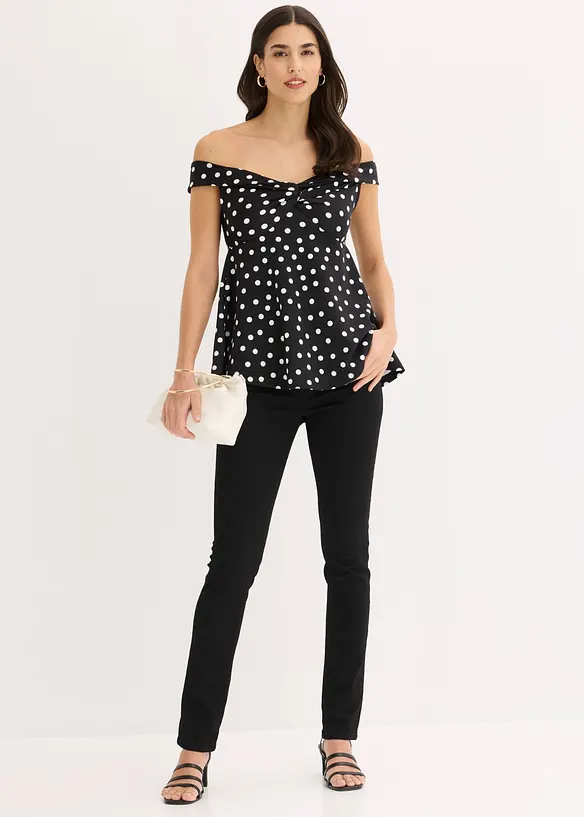 Cold shoulder-topp med dyp utringning, bonprix