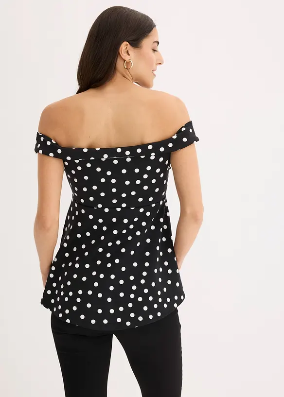 Cold shoulder-topp med dyp utringning, bonprix