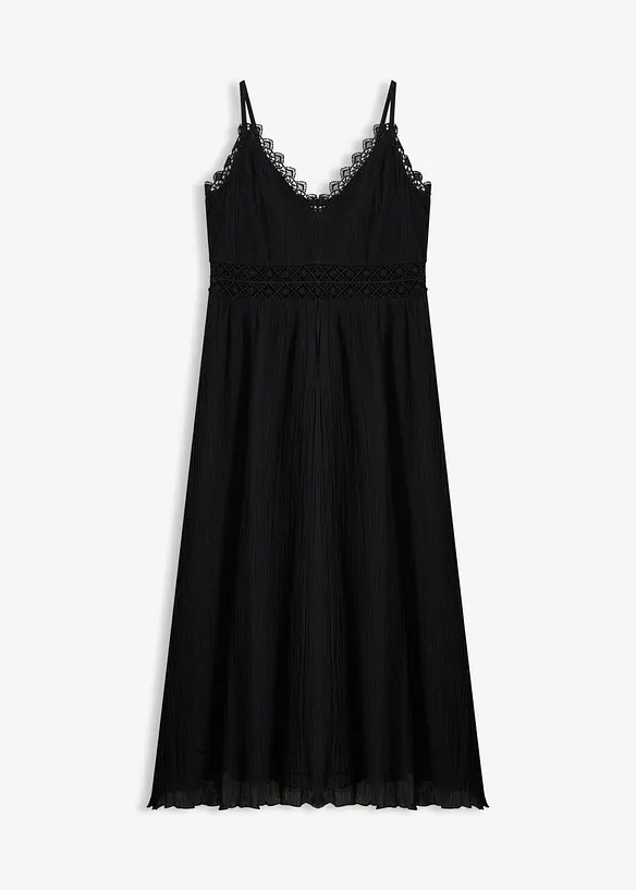 Midikjole med blondeinnfelling, bonprix