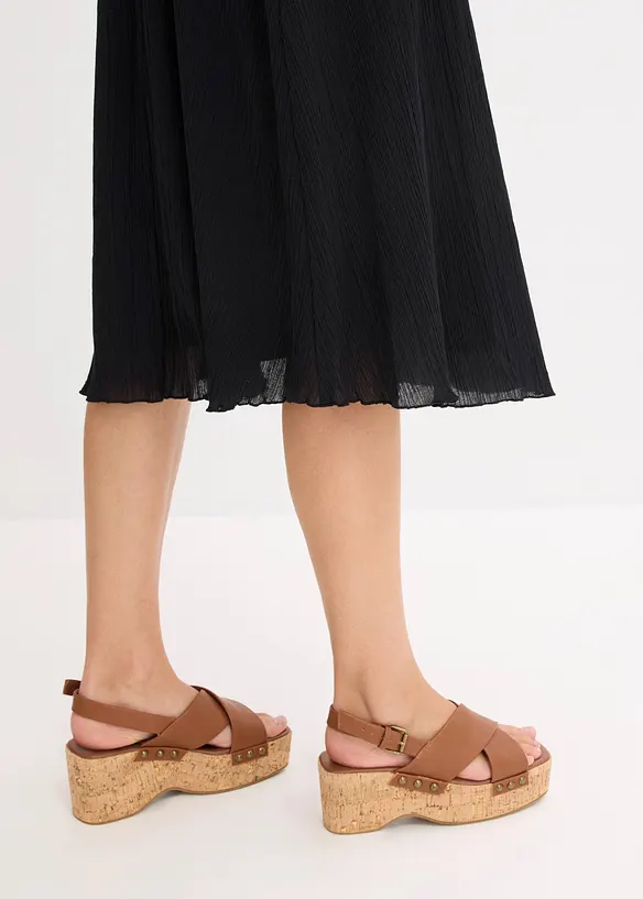 Midikjole med blondeinnfelling, bonprix