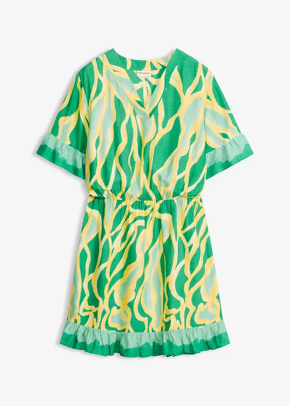 Chiffonkjole med rysjer, bonprix