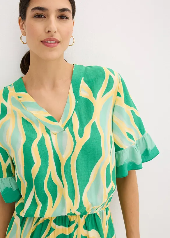 Chiffonkjole med rysjer, bonprix