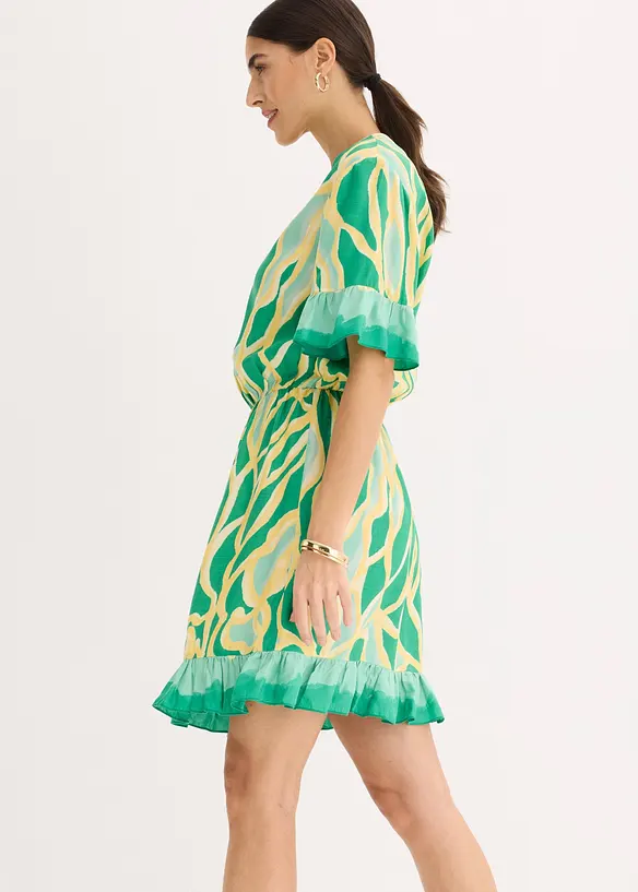 Chiffonkjole med rysjer, bonprix