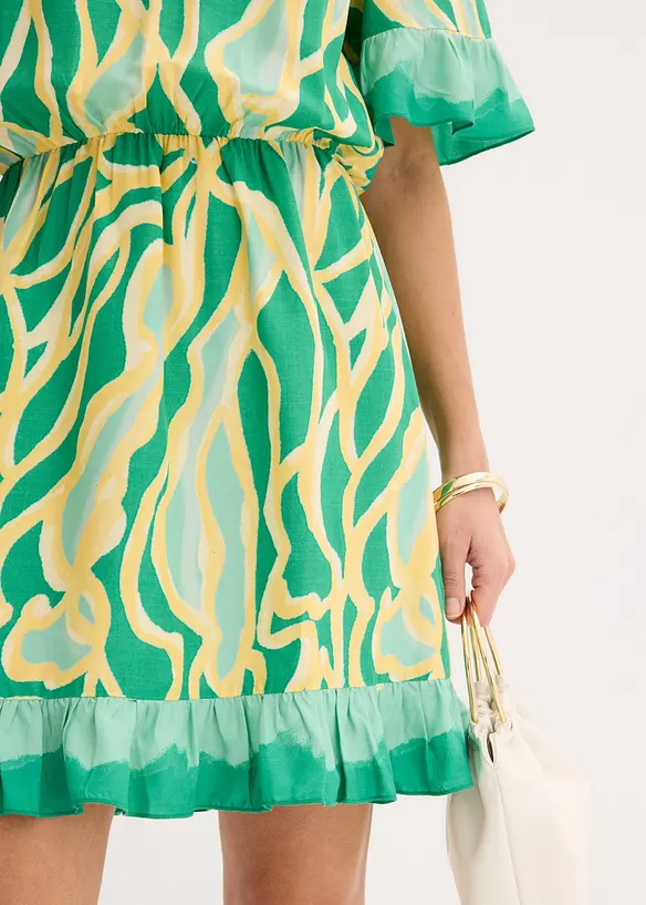 Chiffonkjole med rysjer, bonprix