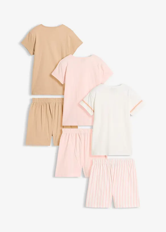 Kort pyjamas av 100% &oslash;kologisk bomull (3-pack), bonprix