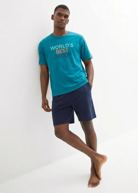 Kort pyjamas av 100% bomull 2-delt sett, bonprix