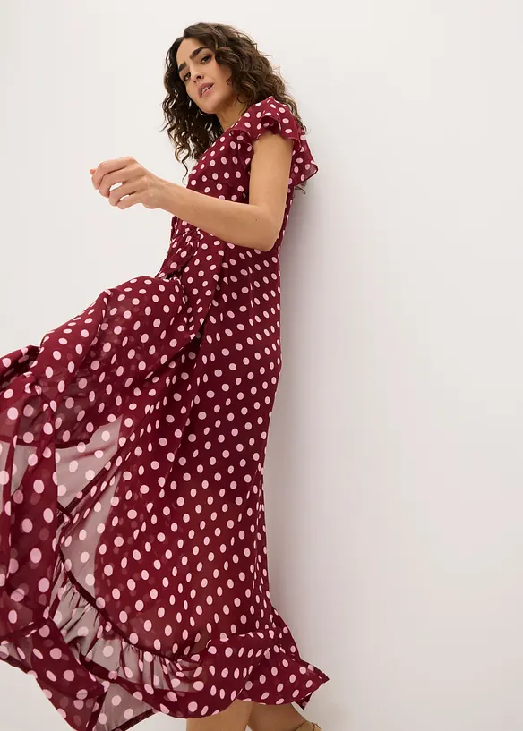 Chiffonkjole med volanger, bonprix