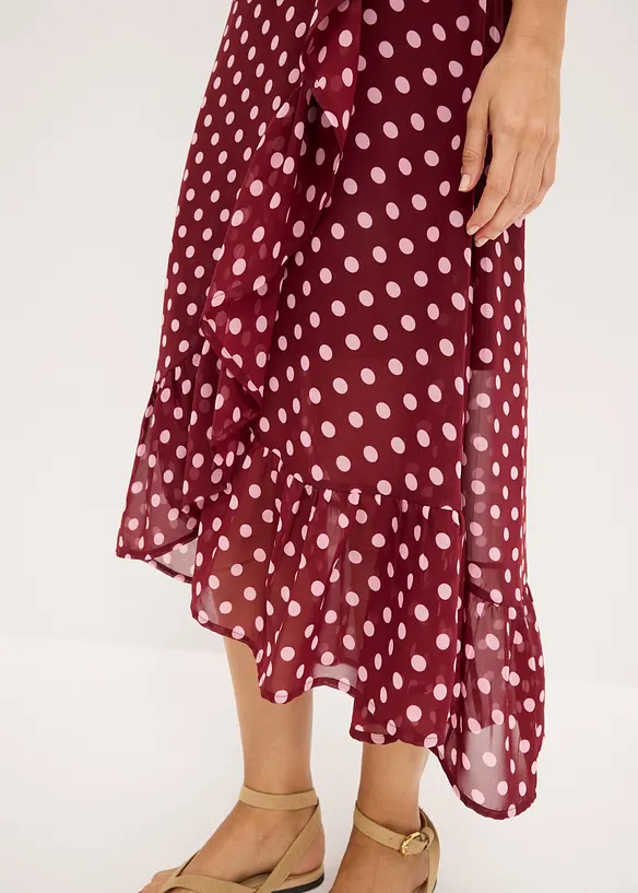 Chiffonkjole med volanger, bonprix