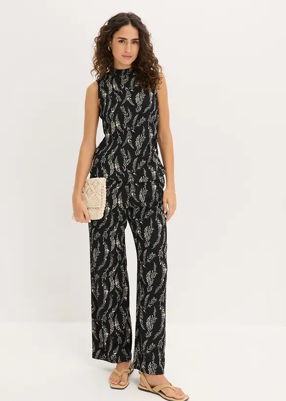 Jerseytopp og bukse i strukturert krepp (2-delt sett), bonprix