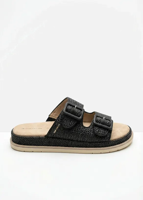 Slip-in sandaler i heklet stil med plat&aring;s&aring;ler fra Tom Tailor, Tom Tailor