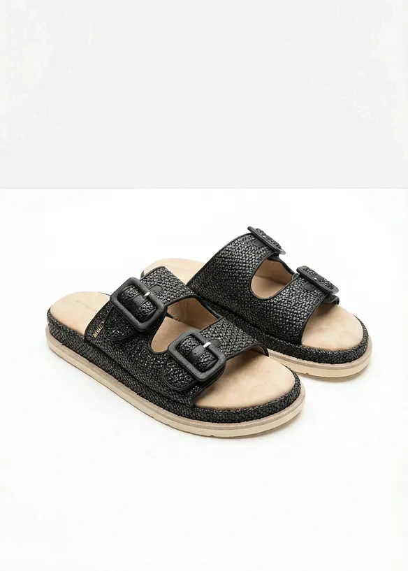Slip-in sandaler i heklet stil med plat&aring;s&aring;ler fra Tom Tailor, Tom Tailor