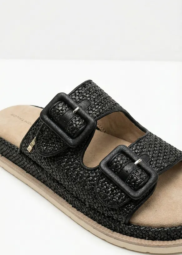 Slip-in sandaler i heklet stil med plat&aring;s&aring;ler fra Tom Tailor, Tom Tailor