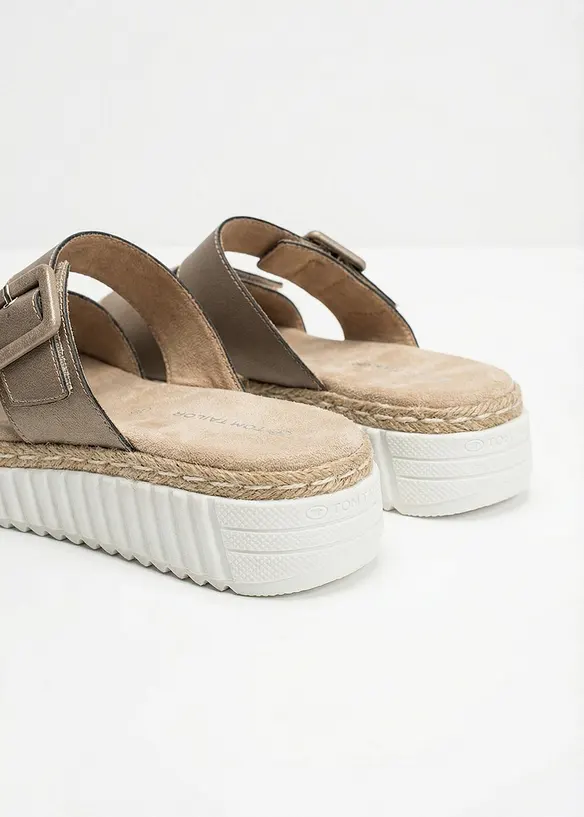 Slip-in sandaler med borrel&aring;s fra Tom Tailor, Tom Tailor