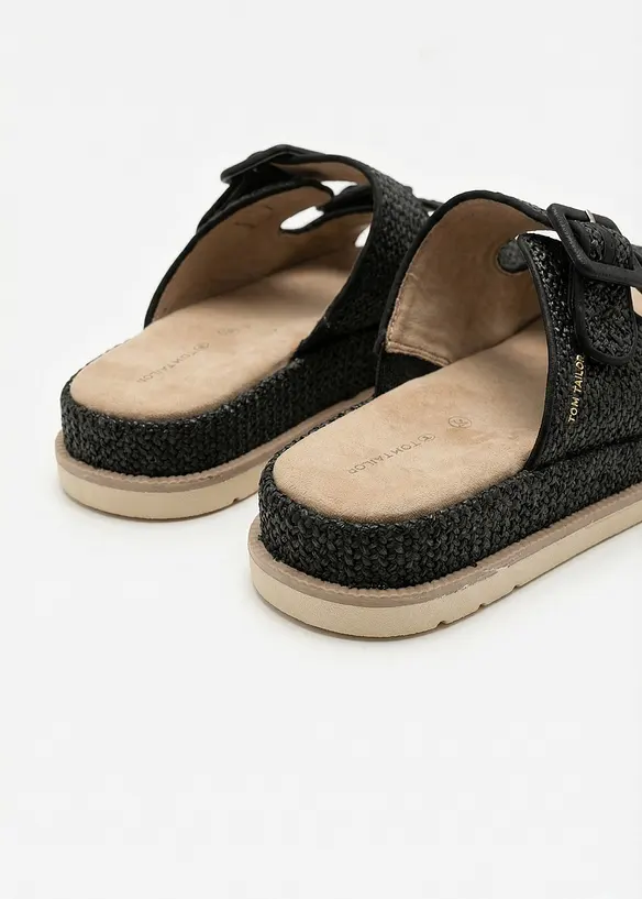 Slip-in sandaler i heklet stil med plat&aring;s&aring;ler fra Tom Tailor, Tom Tailor