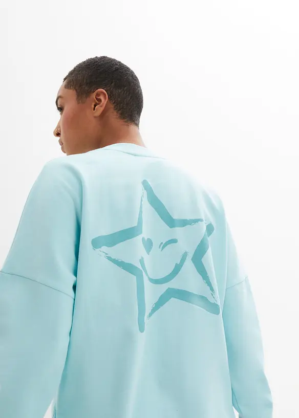 Oversized sweatshirt med fargerike ermekanter, av 100% bomull, bonprix