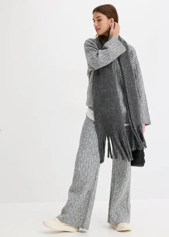 Oversized genser med flettem&oslash;nster, bonprix