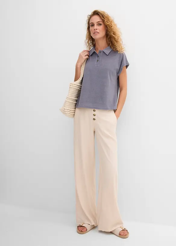 Bukse med lin og vide ben, bonprix