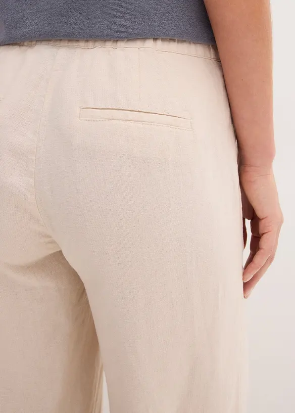 Bukse med lin og vide ben, bonprix