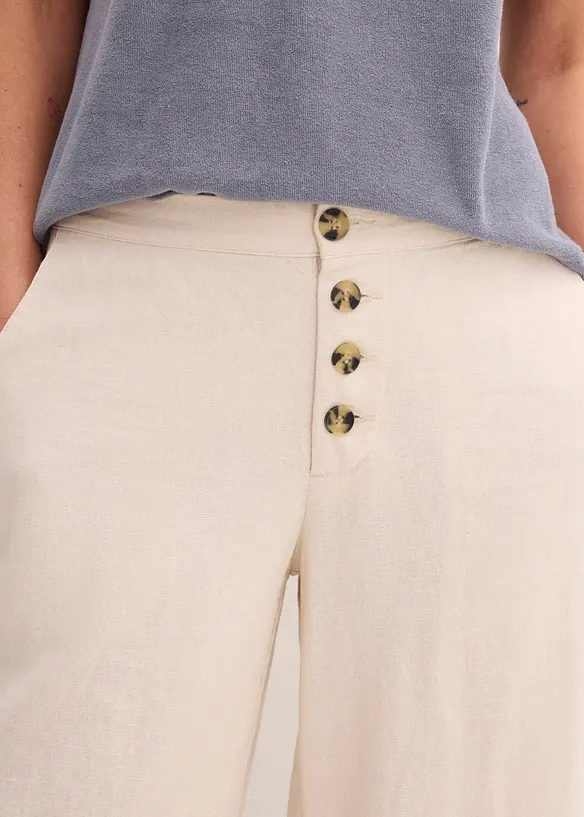 Bukse med lin og vide ben, bonprix