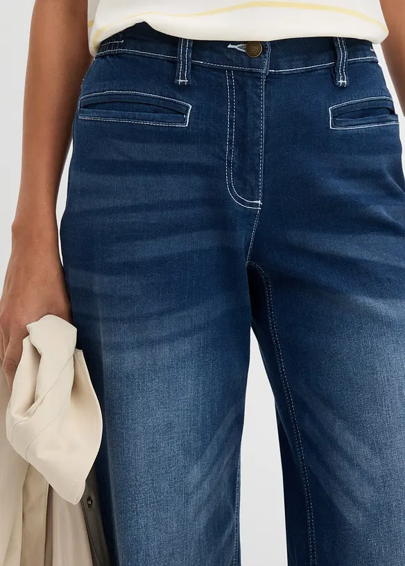 Wide Leg-jeans Mid Waist, komfortlinning, bonprix