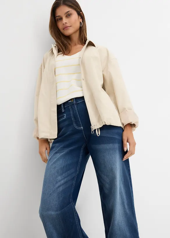 Wide Leg-jeans Mid Waist, komfortlinning, bonprix