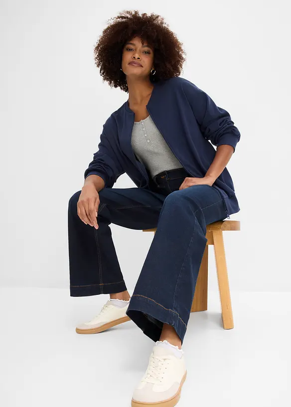 Wide Leg-jeans Mid Waist, komfortlinning, bonprix