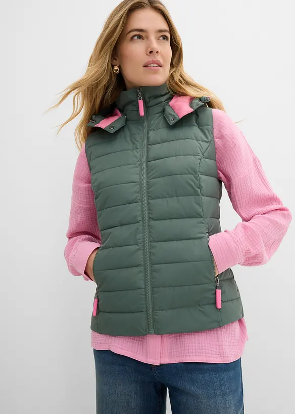 Vattert vest med hette, bonprix