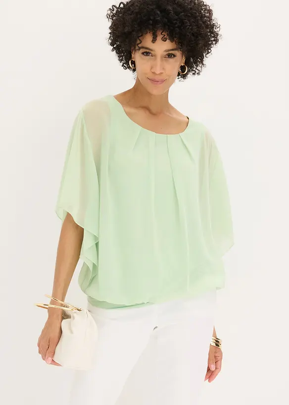 Chiffonbluse med f&ocirc;r, bonprix