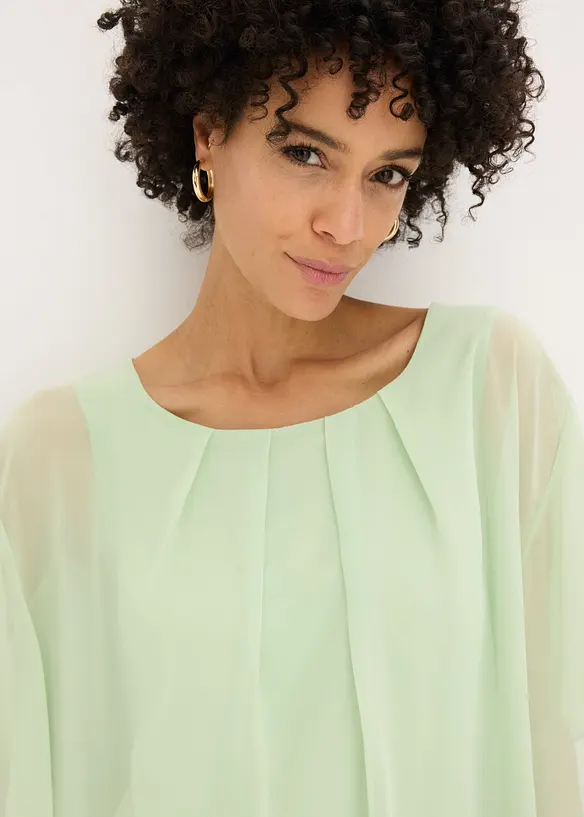 Chiffonbluse med f&ocirc;r, bonprix
