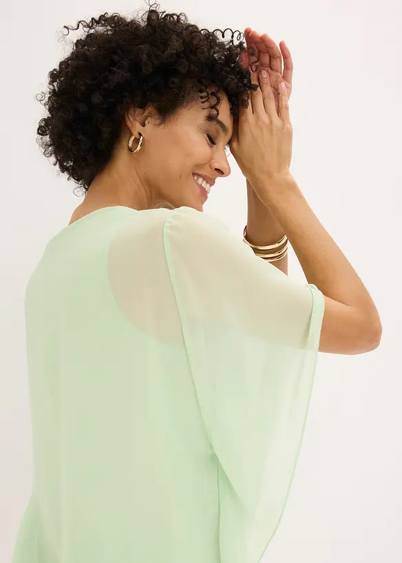 Chiffonbluse med f&ocirc;r, bonprix