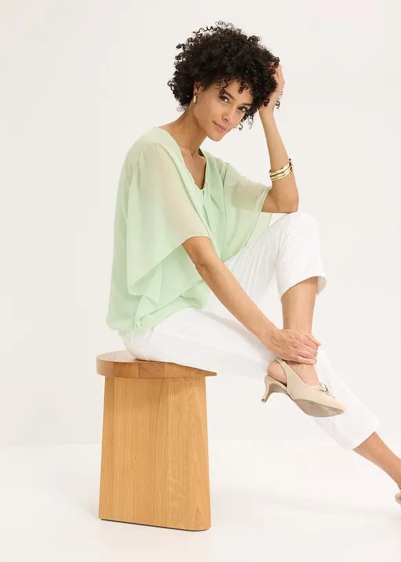 Chiffonbluse med f&ocirc;r, bonprix