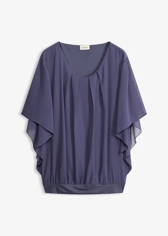 Chiffonbluse med f&ocirc;r, bonprix
