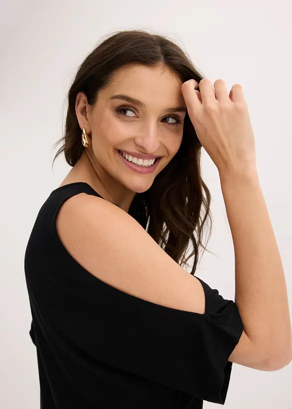 Cold shoulder-topp i viskose, bonprix