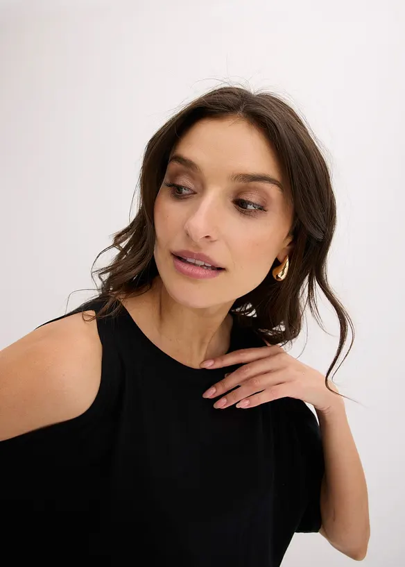 Cold shoulder-topp i viskose, bonprix