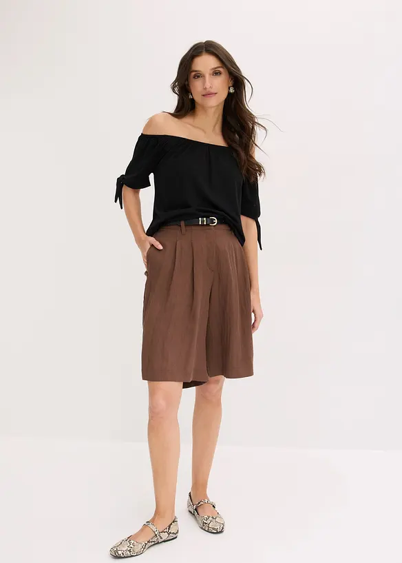 Off shoulder-topp med knyting, bonprix