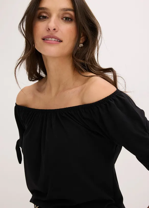 Off shoulder-topp med knyting, bonprix