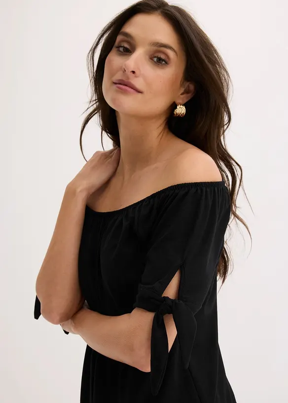 Off shoulder-topp med knyting, bonprix