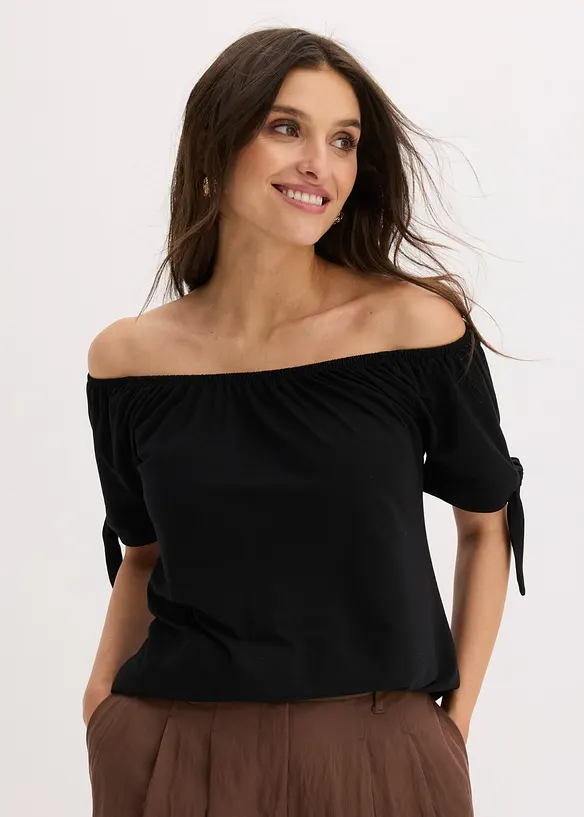 Off shoulder-topp med knyting, bonprix