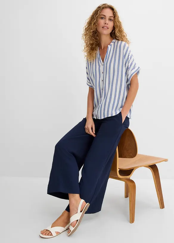 Crinkle bluse i lett viskose, bonprix