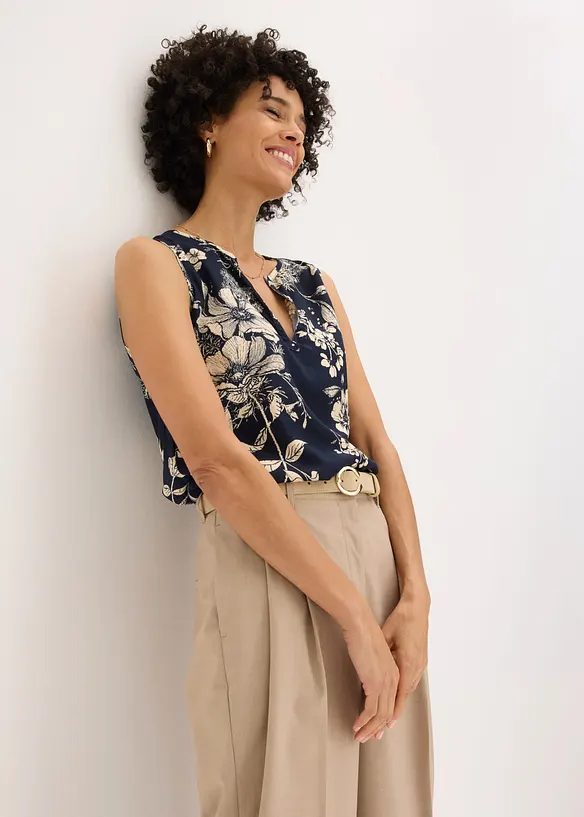 Ermel&oslash;s bluse i viskose, bonprix